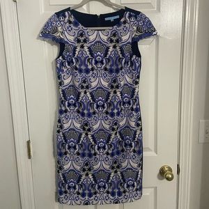 Antonio Melani blue and white multicolor lace dress